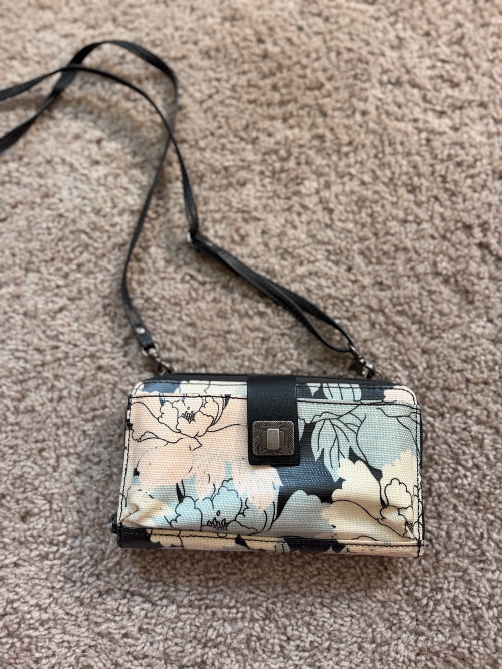 Sakroots Floral Crossbody Bag in Cream and Black